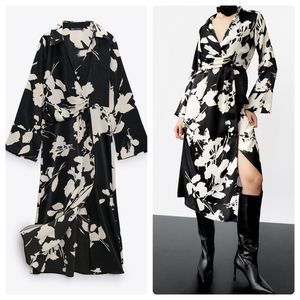 Zara Midi Floral Print Dress New